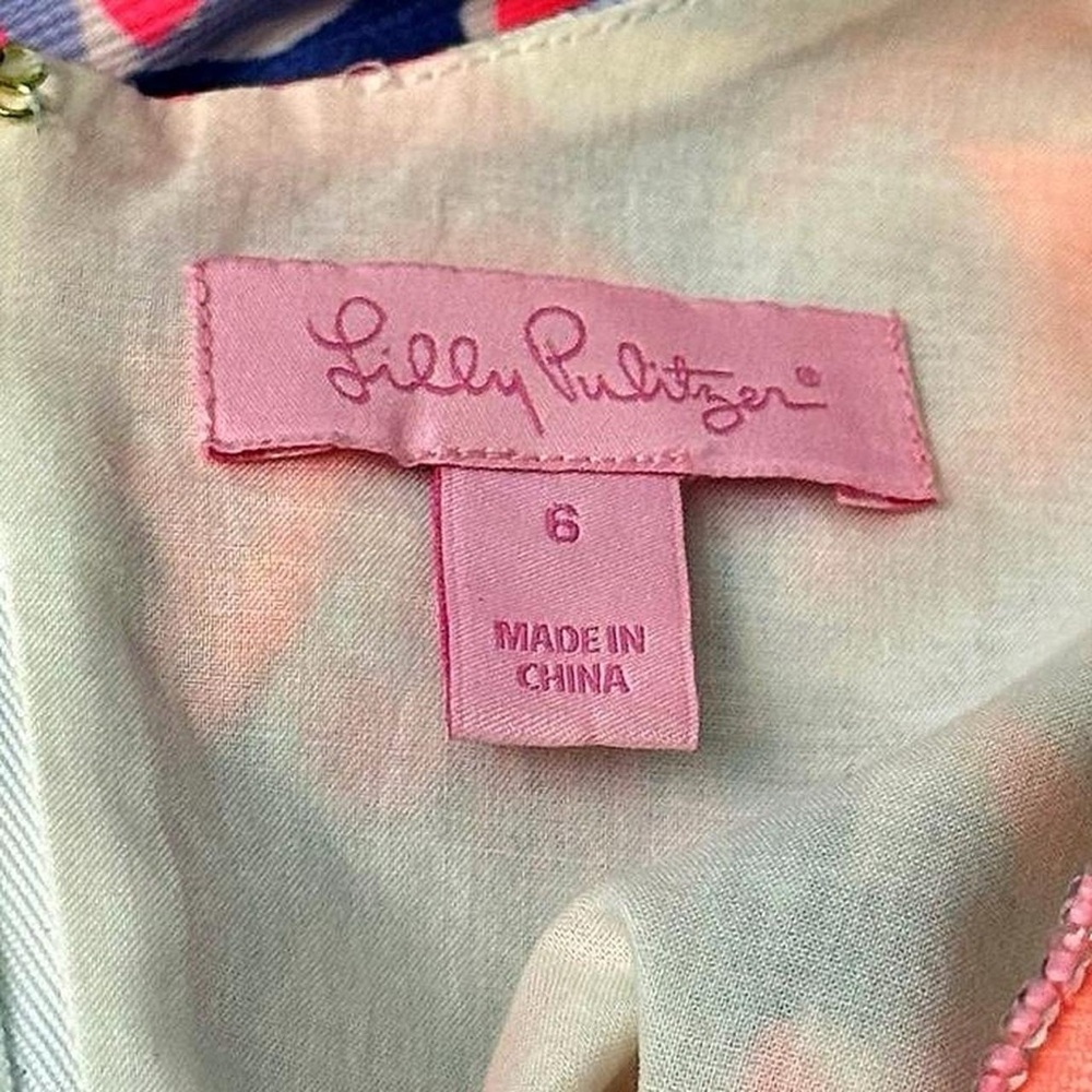 RARE Lilly Pulitzer Lyssa Shift Shrimply Sleeveless Dress Pink Purple Blue Sz 6 - Picture 7 of 7